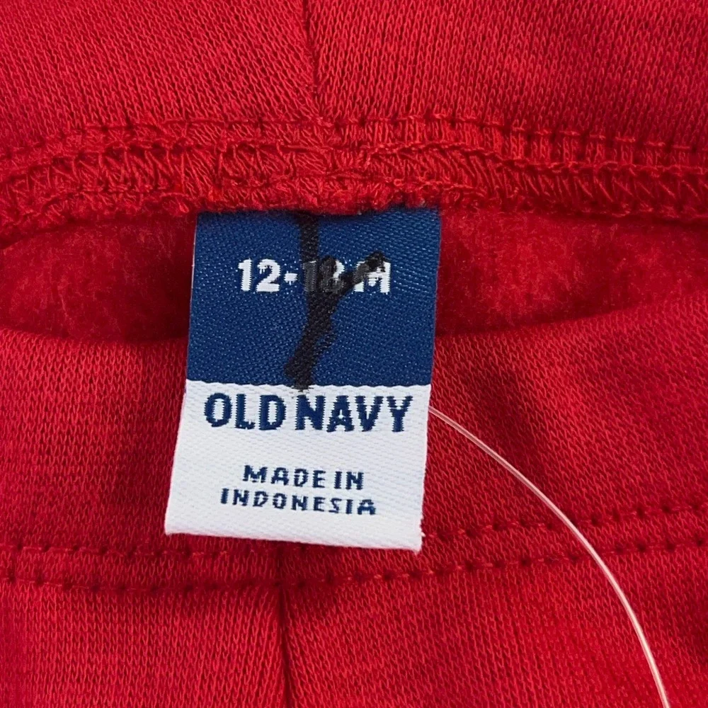 Old Navy Baby Girl 12-18M Red Gray Star Ribbed Lettuce Edge Pant Set NWT